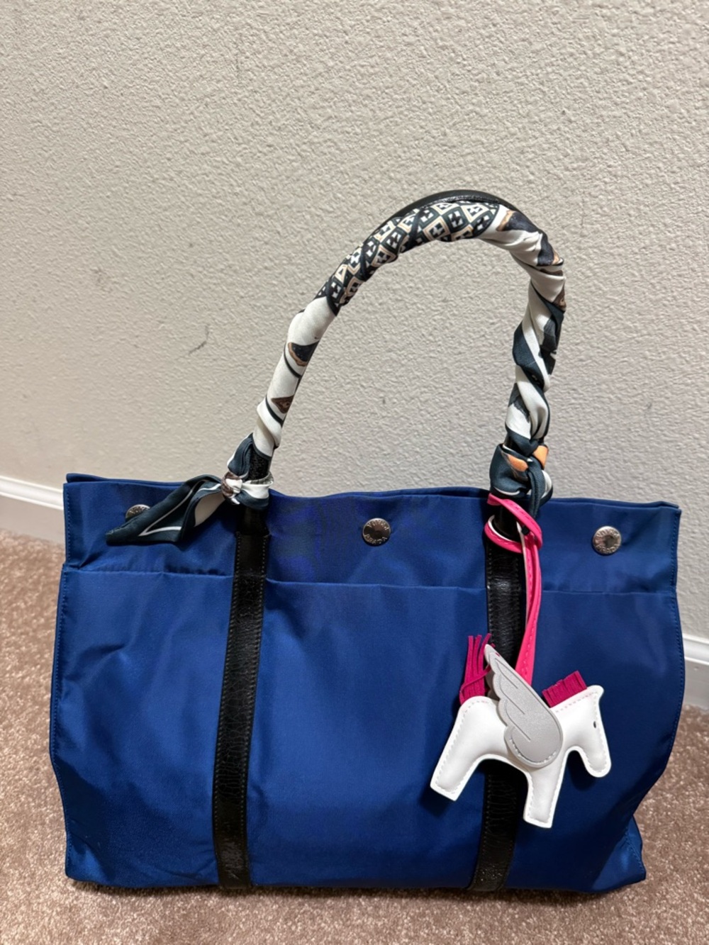 Prada Blue and Black Tote Bag